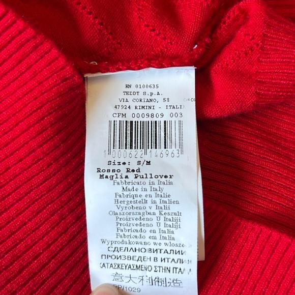 Nwt Rinascimento Puff Shoulder Heart Sweater Red - Picture 7 of 9